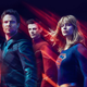The CW's heroes stand together in a photoshopped poster: Batwoman, Green Arrow, The Flash, Supergirl, and the White Canary.